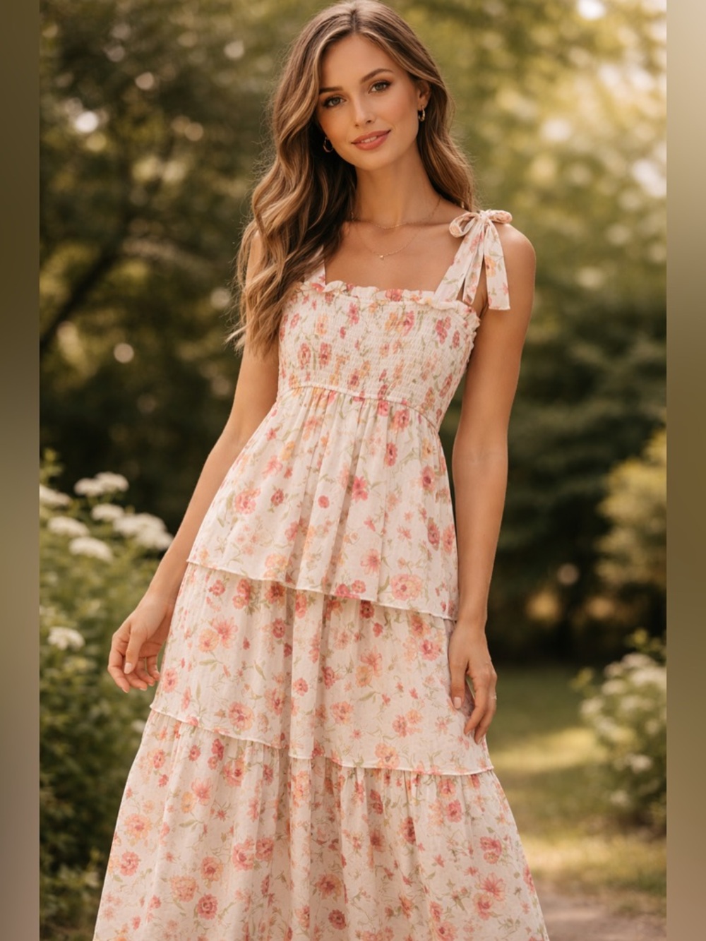 Blue Pepper Floral Maxi Dress Tiered